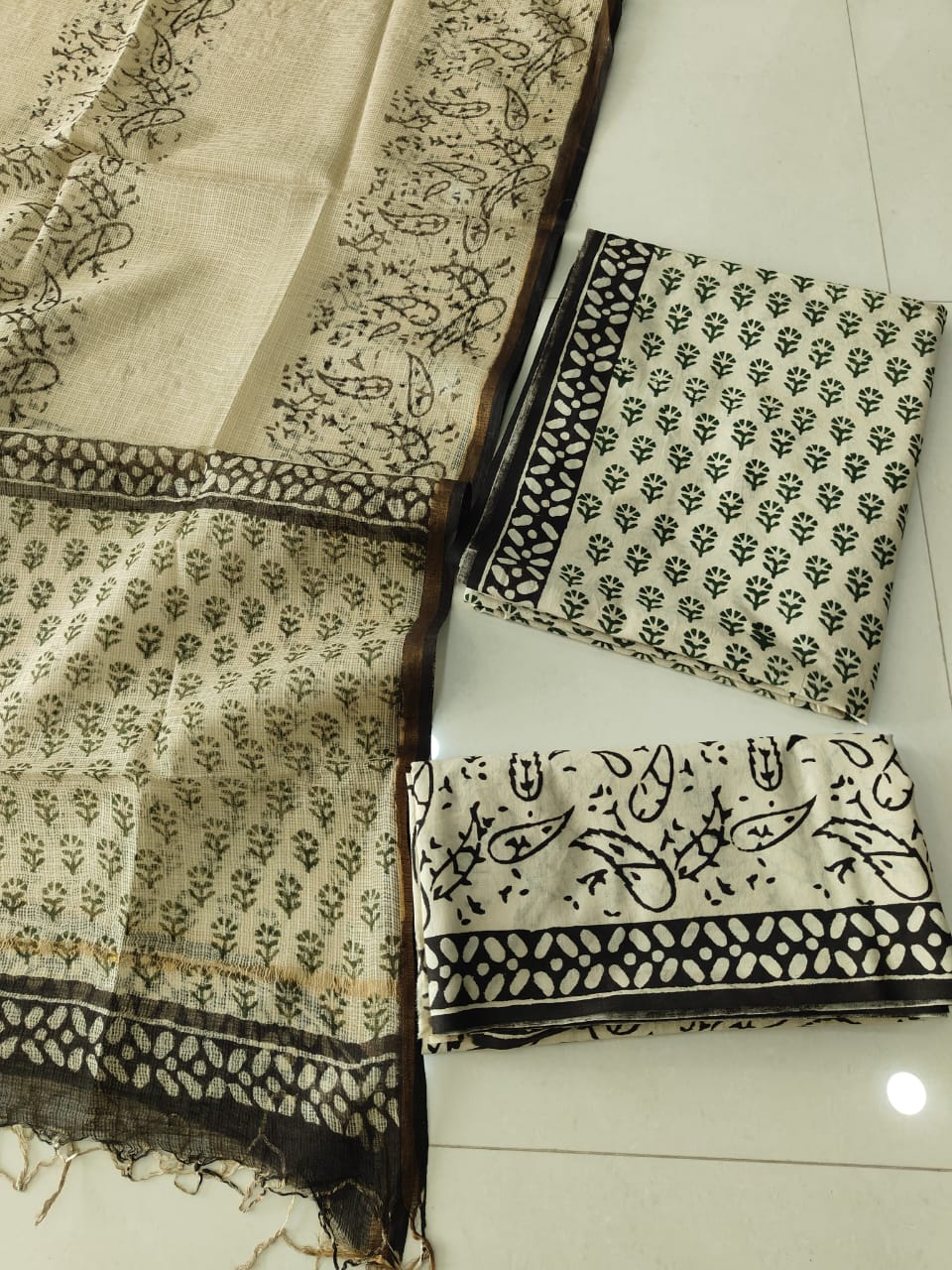 Premium Sanganeri Printed Cotton Suit With Kota Doria Duppta