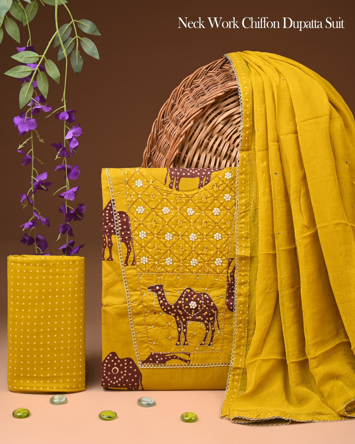PREMIUM GOTA PATTI COTTON SUIT SET WITH CHIFFON DUPATTA