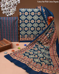 Exclusive Hand Block Cotton Suit With Cotton Dupatta