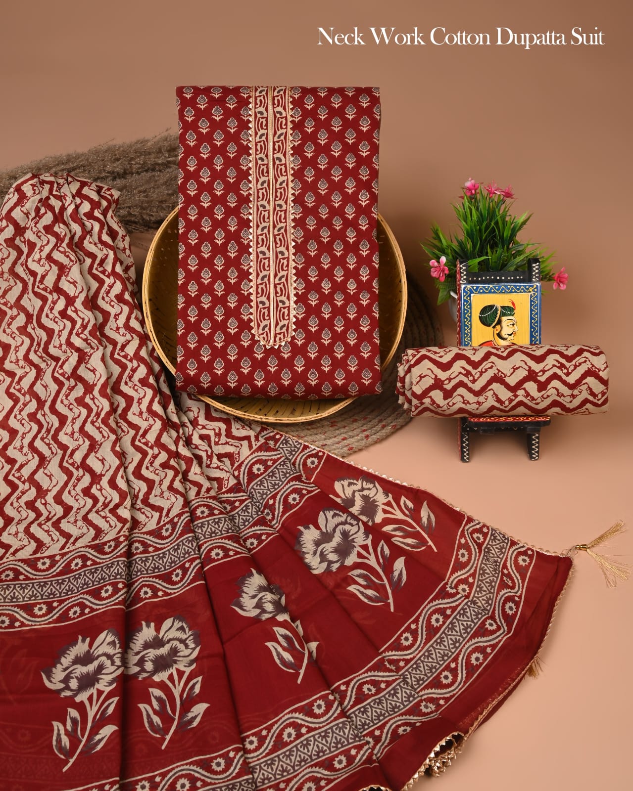 PREMIUM GOTA PATTI COTTON SUIT SET WITH COTTON DUPATTA(BFCOTGP47)
