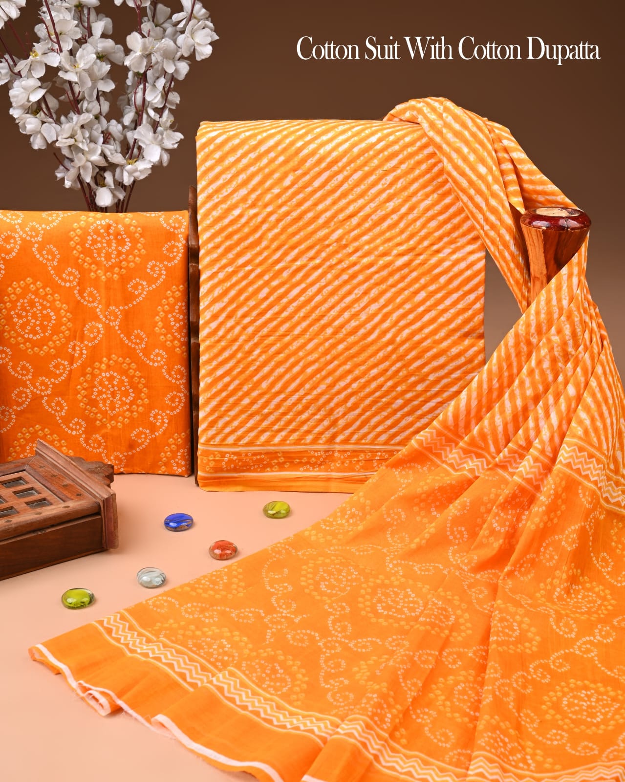 Exclusive Hand Block Cotton Suit With Cotton Dupatta(BFCOT154)