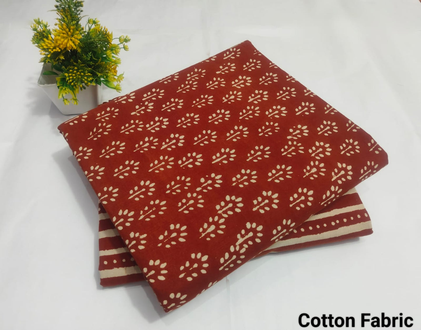 Rust Red Bandhani Cotton Fabric (BFTB127)