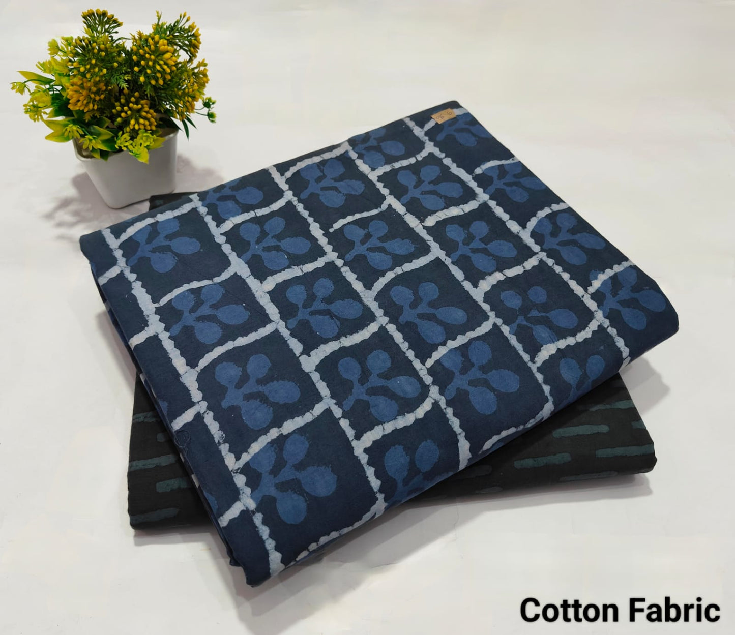 Navy Blue Handblock Floral Print Cotton Fabric – Soft & Breathable Daily Wear Material (BFTB02)