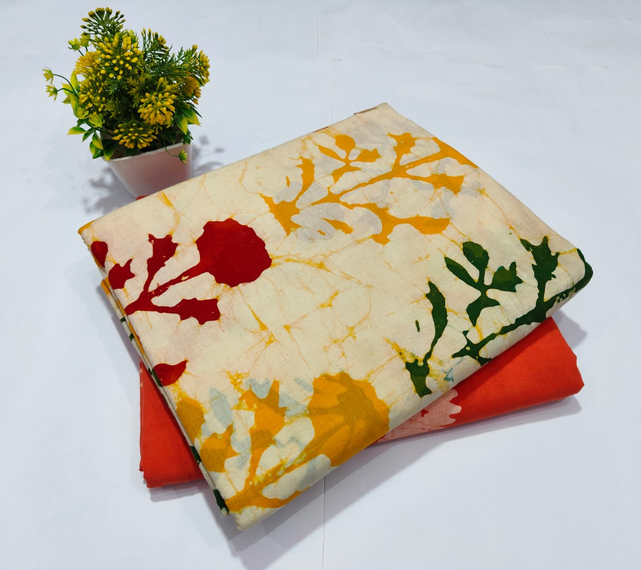 Multicolor Batik Cotton Fabric – Designer Ethnic Dress Material|(BFTB092)