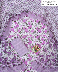 Exclusive Hand Block Cotton Suit With Cotton Dupatta(BFCOT193)