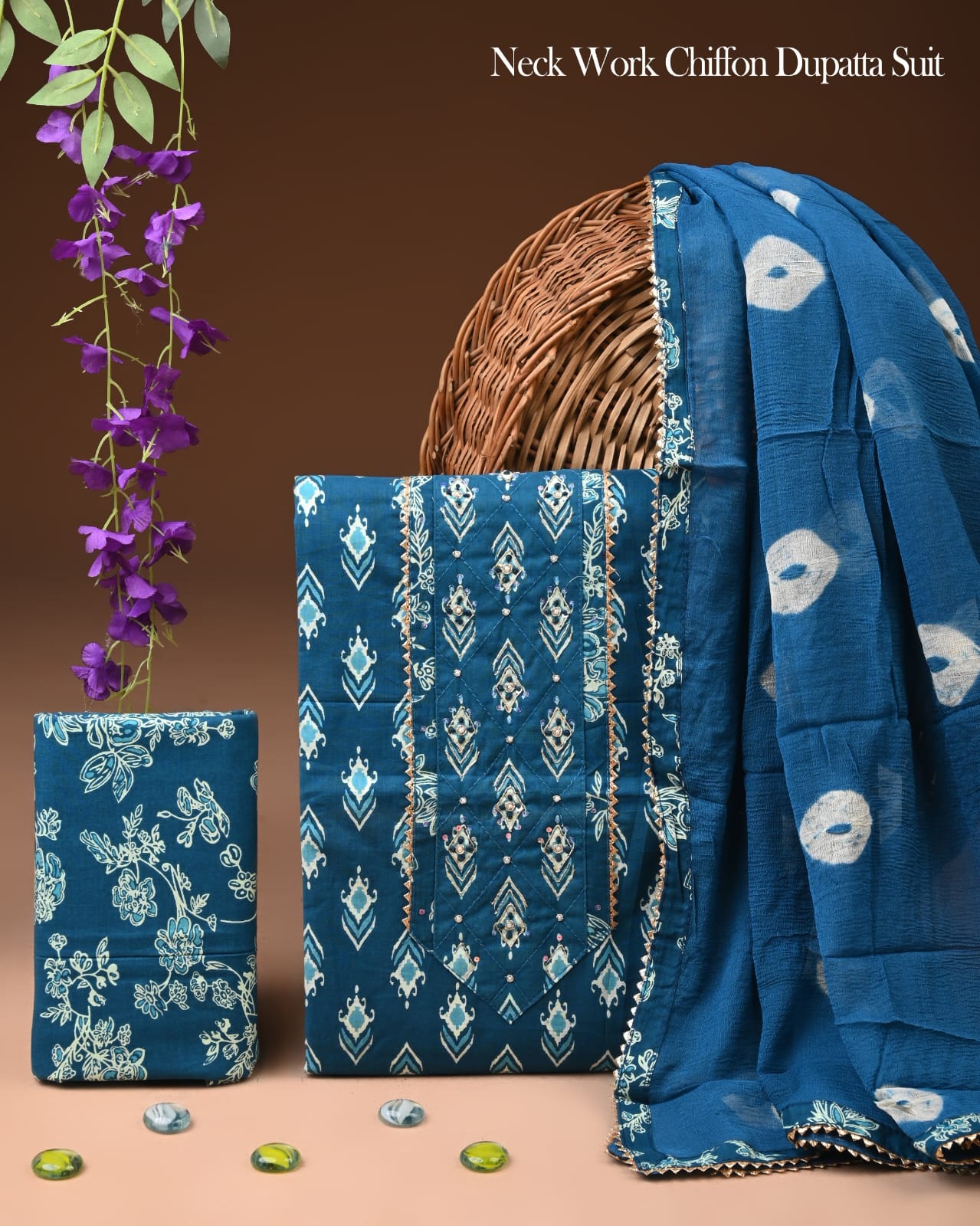 PREMIUM GOTA PATTI COTTON SUIT SET WITH CHIFFON DUPATTA