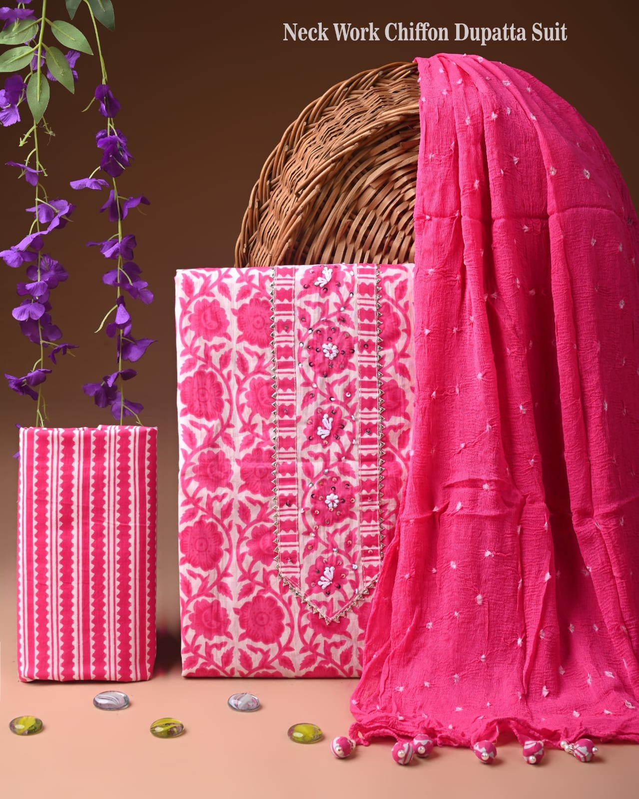 PREMIUM GOTA PATTI COTTON SUIT SET WITH CHIFFON DUPATTA