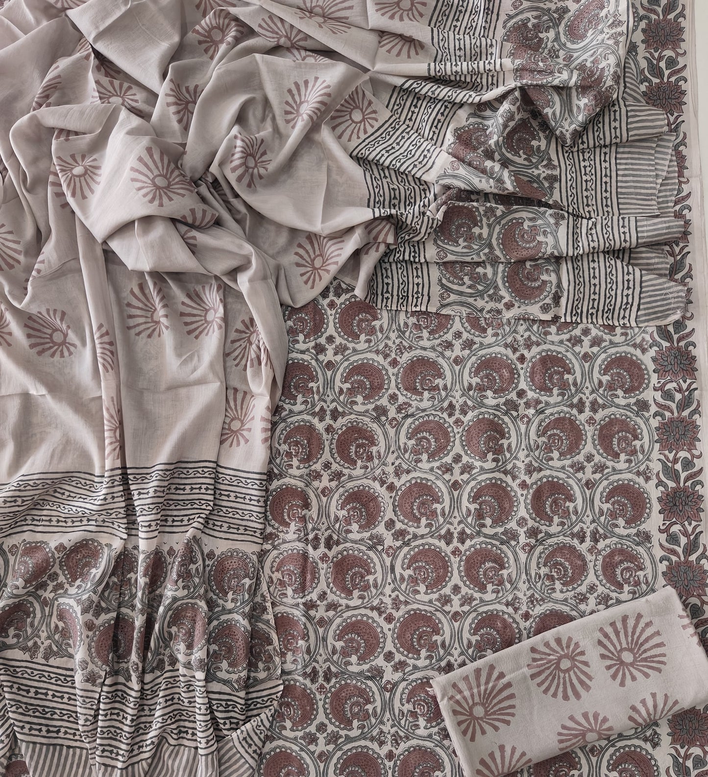 Exclusive Hand Block Cotton Suit With Cotton Dupatta(BFCOT21)
