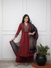 Beautiful A-line kurti with hand mirror work (BFST228)