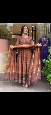 Amazing outfit with anarkali partywear suit cotton fabric