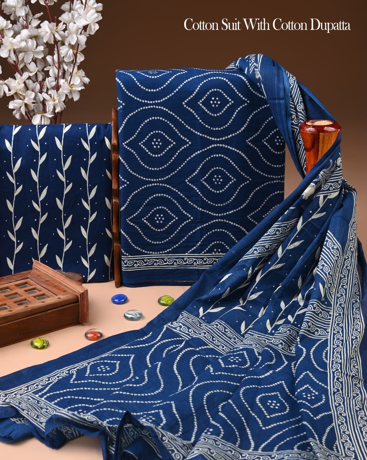 Exclusive Hand Block Cotton Suit With Cotton Dupatta(BFCOT125)
