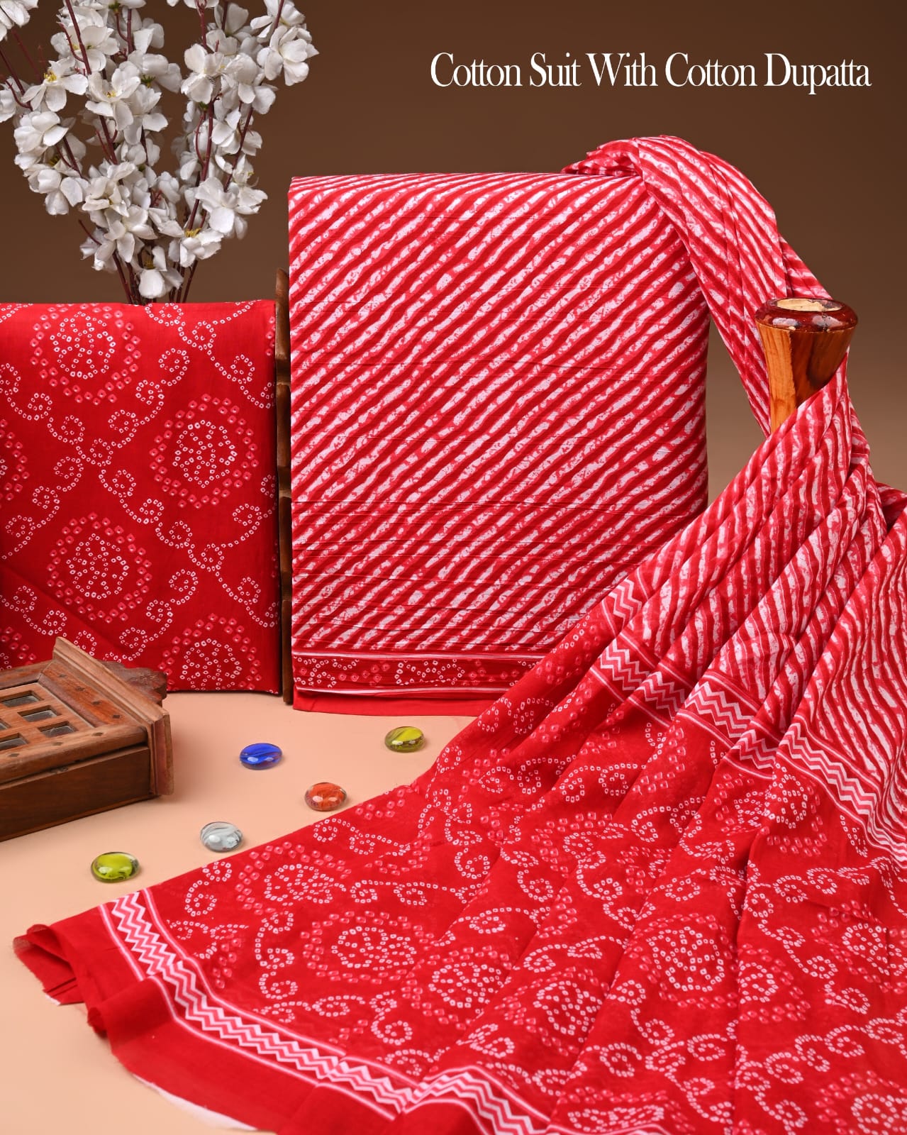 Exclusive Hand Block Cotton Suit With Cotton Dupatta(BFCOT153)