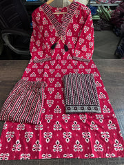 *🌹🌹Pure fine Cotton fabric Embroidery Work Kurti with Pant with cotton 100-100 Dupatta*🌹🌹