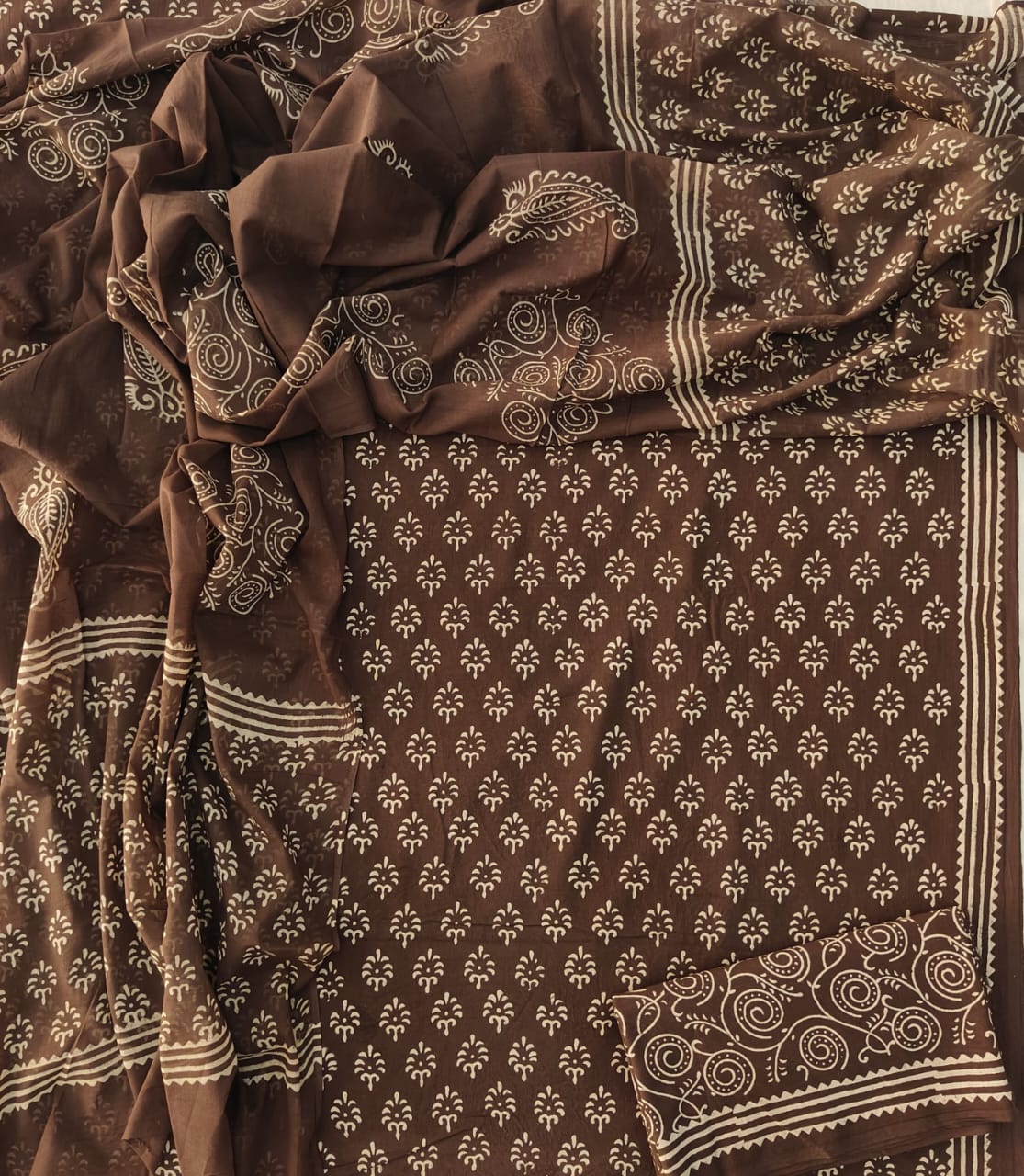 Exclusive Hand Block Cotton Suit With Cotton Dupatta(BFCOT59)