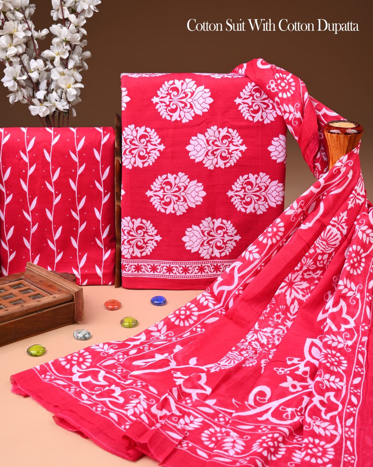 Exclusive Hand Block Cotton Suit With Cotton Dupatta