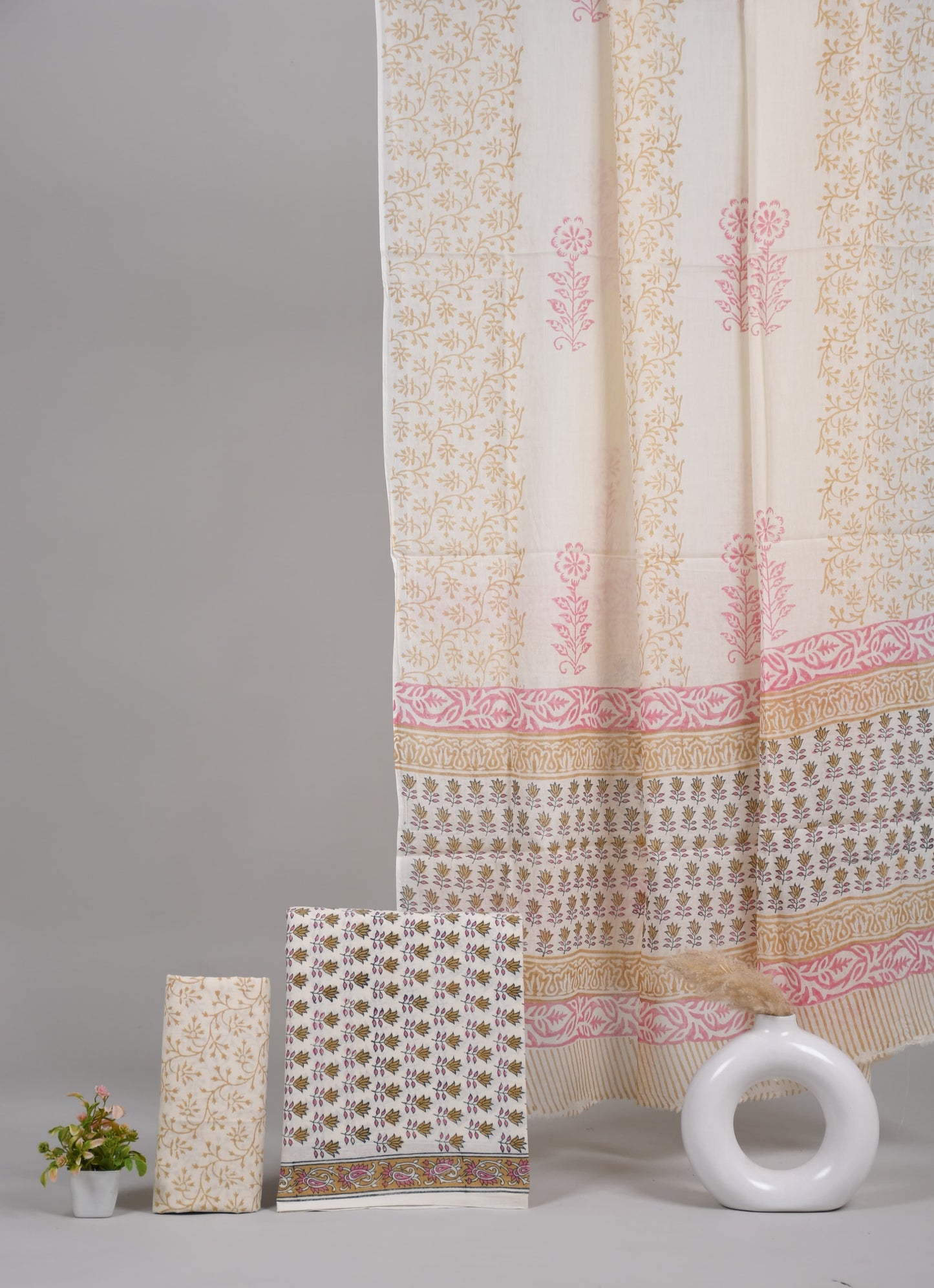 Exclusive Hand Block Cotton Suit With Cotton Dupatta(BFCOT63)
