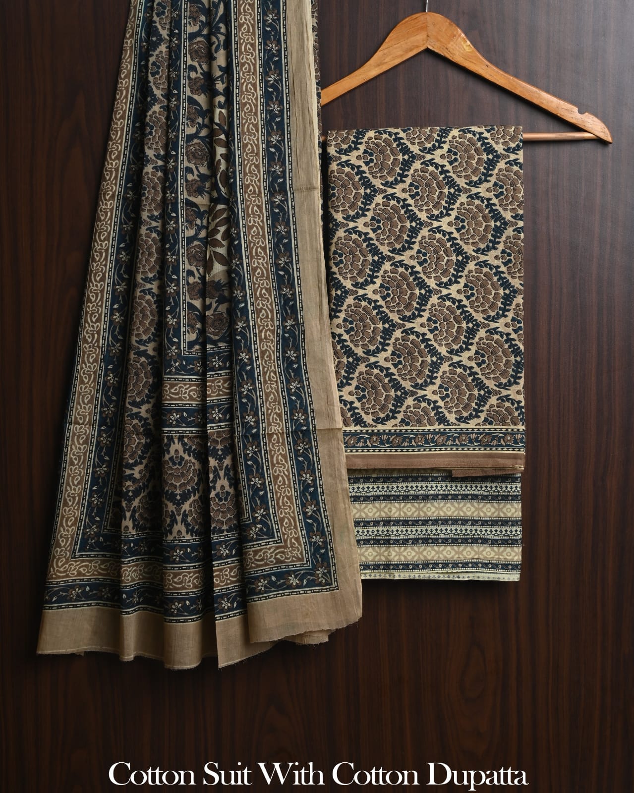 Exclusive Hand Block Cotton Suit With Cotton Dupatta