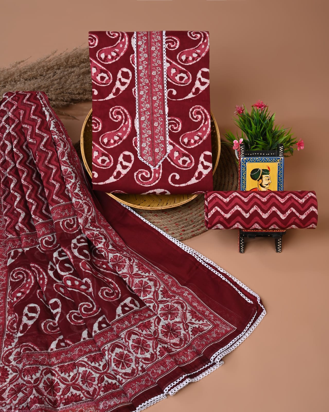 PREMIUM GOTA PATTI COTTON SUIT SET WITH COTTON DUPATTA(BFCOTGP36)
