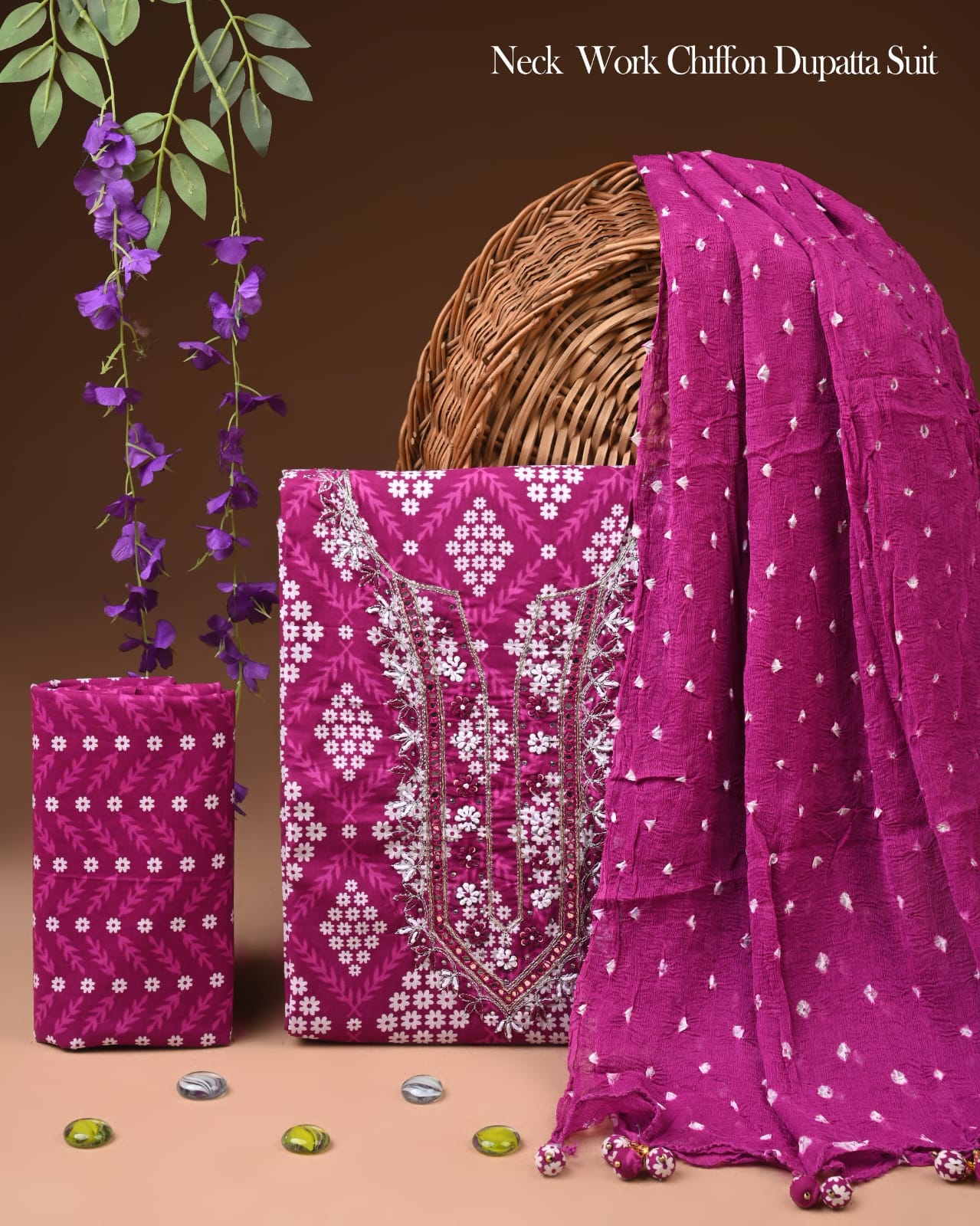 PREMIUM GOTA PATTI COTTON SUIT SET WITH CHIFFON DUPATTA