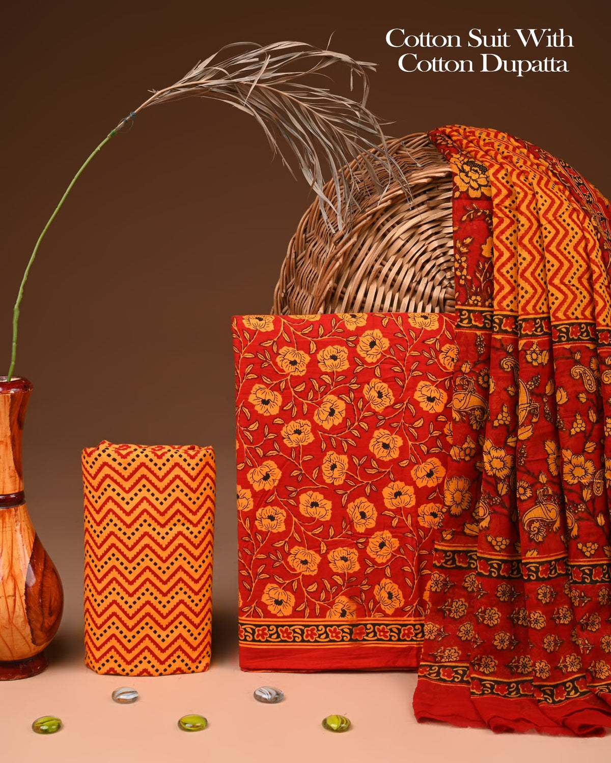 Exclusive Hand Block Cotton Suit With Cotton Dupatta