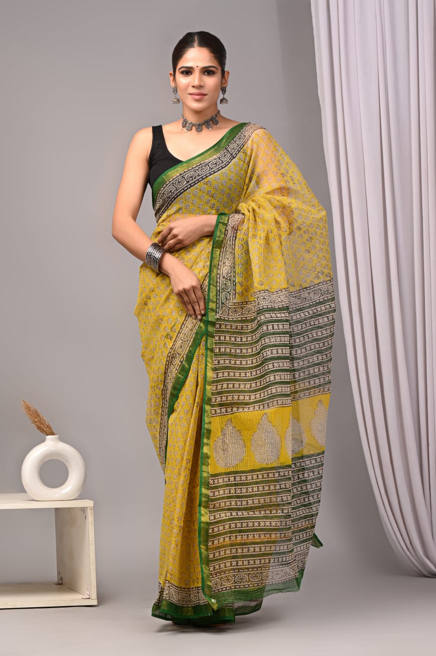 Exclusive hand Block Printed Kota Doria Saree (BFKS16)