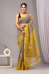Exclusive hand Block Printed Kota Doria Saree (BFKS18)