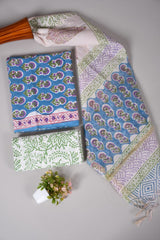 Hand Block Printed Cotton Suit With Chnaderi Dupatta Suit Sets