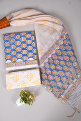 Hand Block Printed Cotton Suit With Chnaderi Dupatta Suit Sets