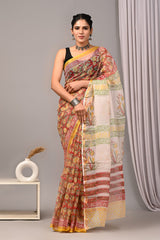 Exclusive hand Block Printed Kota Doria Saree (BFKS23)