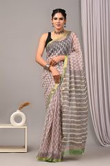 Exclusive hand Block Printed Kota Doria Saree (BFKS26)
