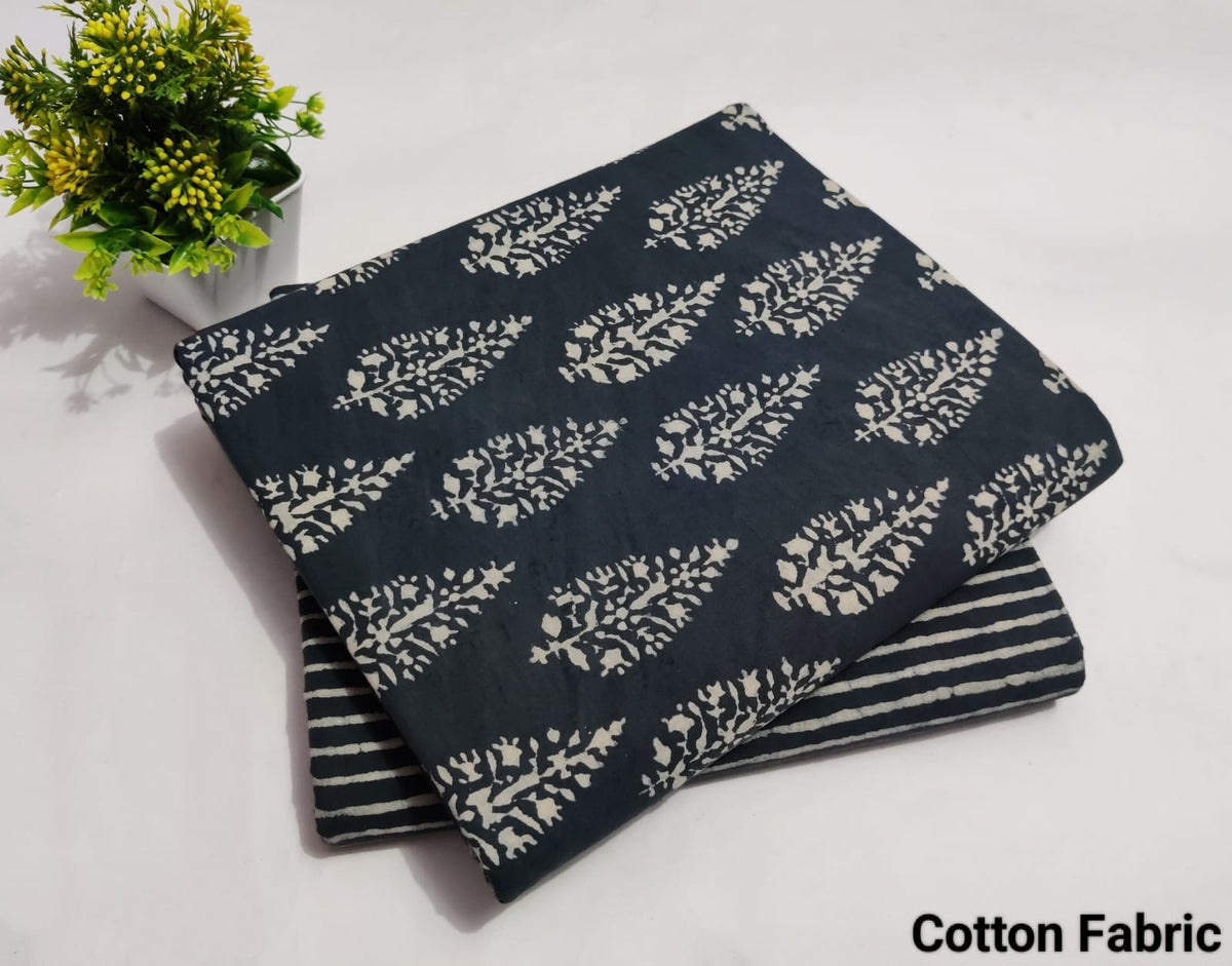 Premium Hand Block Printed Cotton Suit Top And Bottom Set (BFTB02)