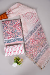 Hand Block Printed Cotton Suit With Chnaderi Dupatta Suit Sets
