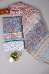 Hand Block Printed Cotton Suit With Chnaderi Dupatta Suit Sets