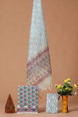 New Elegant Hand Block Printed Cotton Suit With Organza Dupatta(BFOR33)
