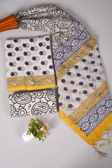 Hand Block Printed Cotton Suit With Chnaderi Dupatta Suit Sets