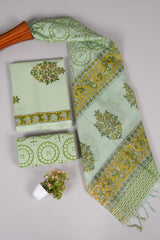 Hand Block Printed Cotton Suit With Chnaderi Dupatta Suit Sets