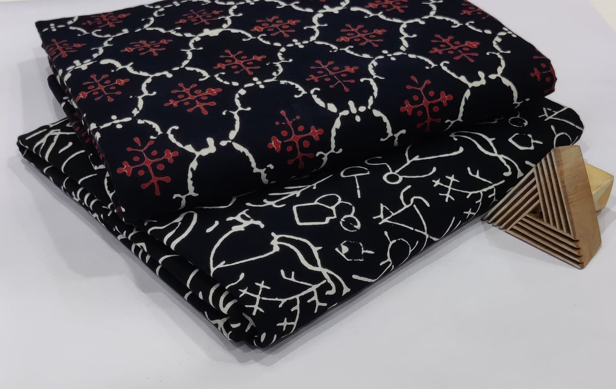 Premium Hand Block Printed Cotton Suit Top And Bottom Set
