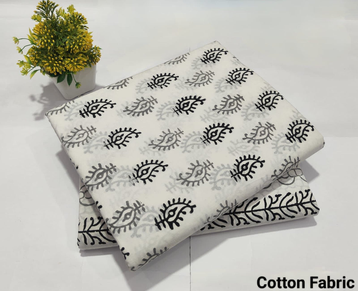 Premium Hand Block Printed Cotton Suit Top And Bottom Set (BFTB52)