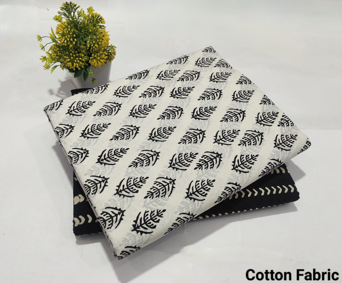 Premium Hand Block Printed Cotton Suit Top And Bottom Set (BFTB53)
