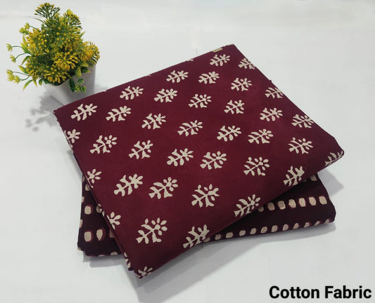 Maroon Printed Cotton Fabric for Kurti – Soft Daily Wear Dress Material (BFTB57)