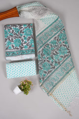 Hand Block Printed Cotton Suit With Chnaderi Dupatta Suit Sets