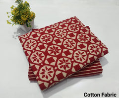 Premium Hand Block Printed Cotton Suit Top And Bottom Set (BFTB63)