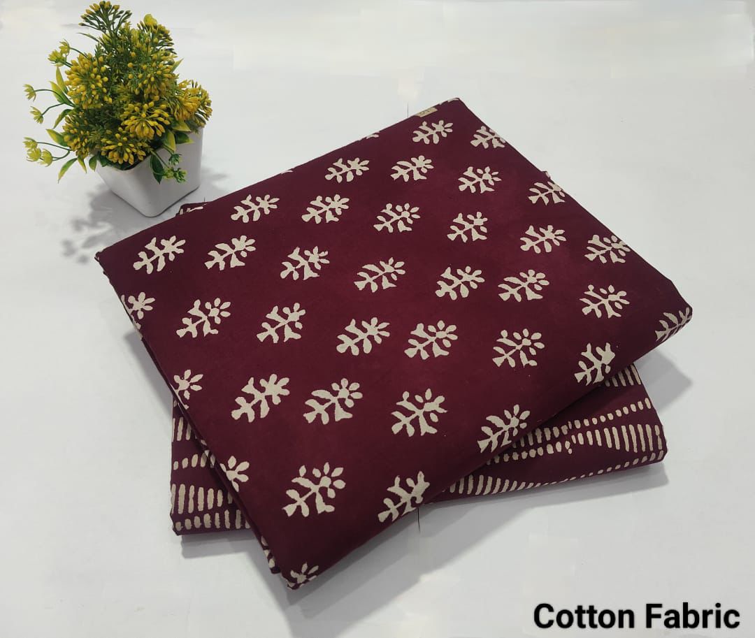 Premium Hand Block Printed Cotton Suit Top And Bottom Set (BFTB64)