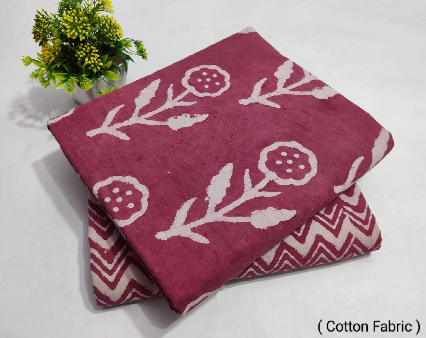 Maroon Cotton Fabric with Handblock Print  (BFTB07)