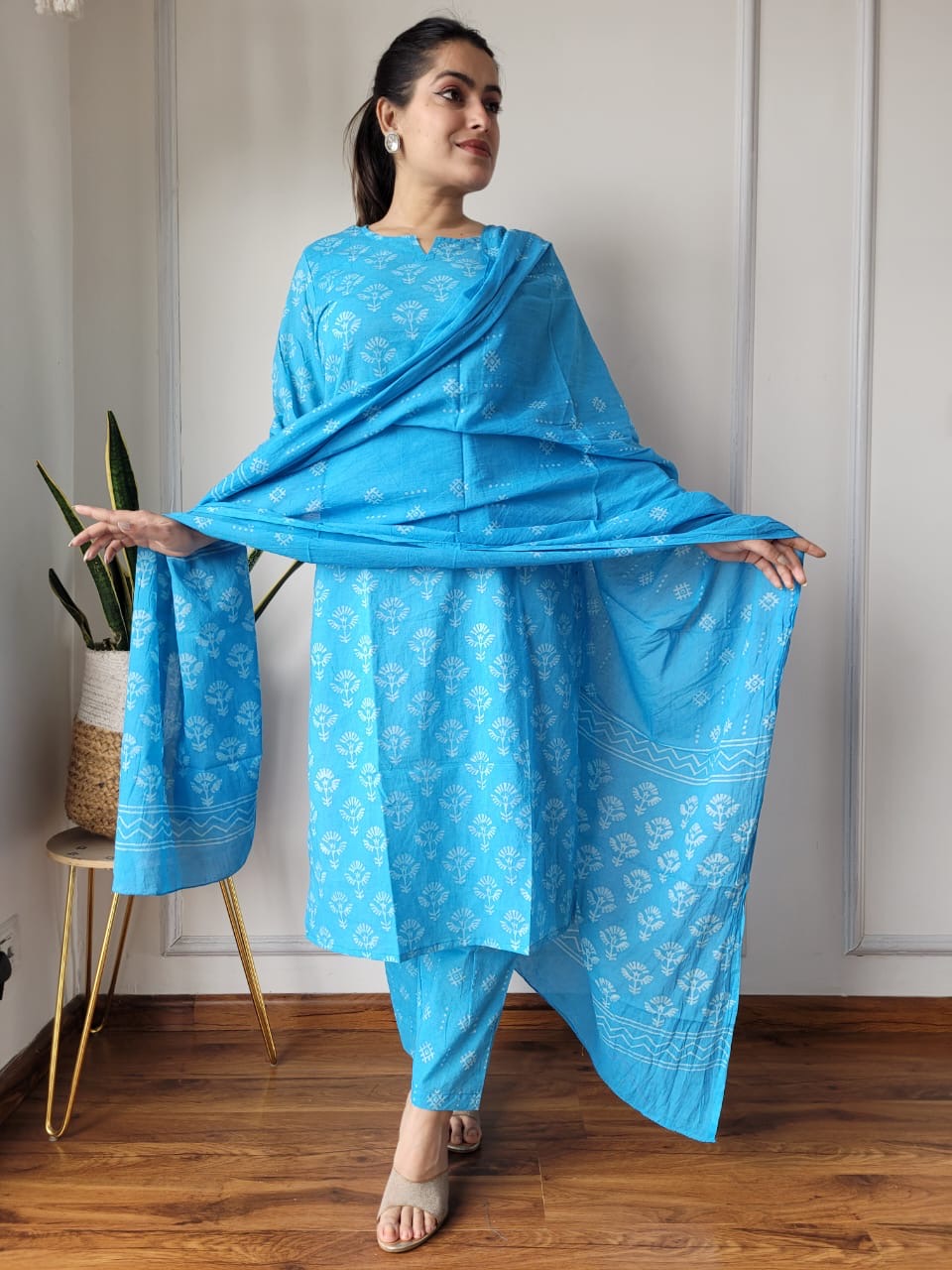 New Exclusive Collection of Hand Block Printed "Stitched" Cotton Suits With Cotton Dupatta in Beautiful Colours(BFSCS02)