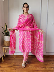 New Exclusive Collection of Hand Block Printed "Stitched" Cotton Suits With Cotton Dupatta in Beautiful Colours (BFSCS03)
