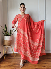 New Exclusive Collection of Hand Block Printed Stitched Cotton Suits With Cotton Dupatta in Beautiful Colours ((BFSCS16)