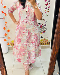 Launching Designer Co-erd set in Aline kurti pattern paired with Ankle length pant