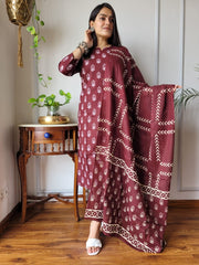 New Exclusive Collection of Hand Block Printed "Stitched" Cotton Suits With Cotton Dupatta in Beautiful Colours (BFSCS04)