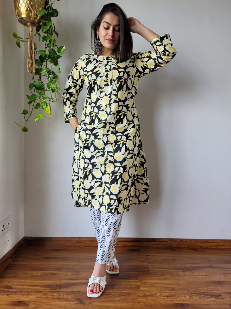 New Exclusive Hand  block printed Stitched Cotton  Kurtis with Pant
